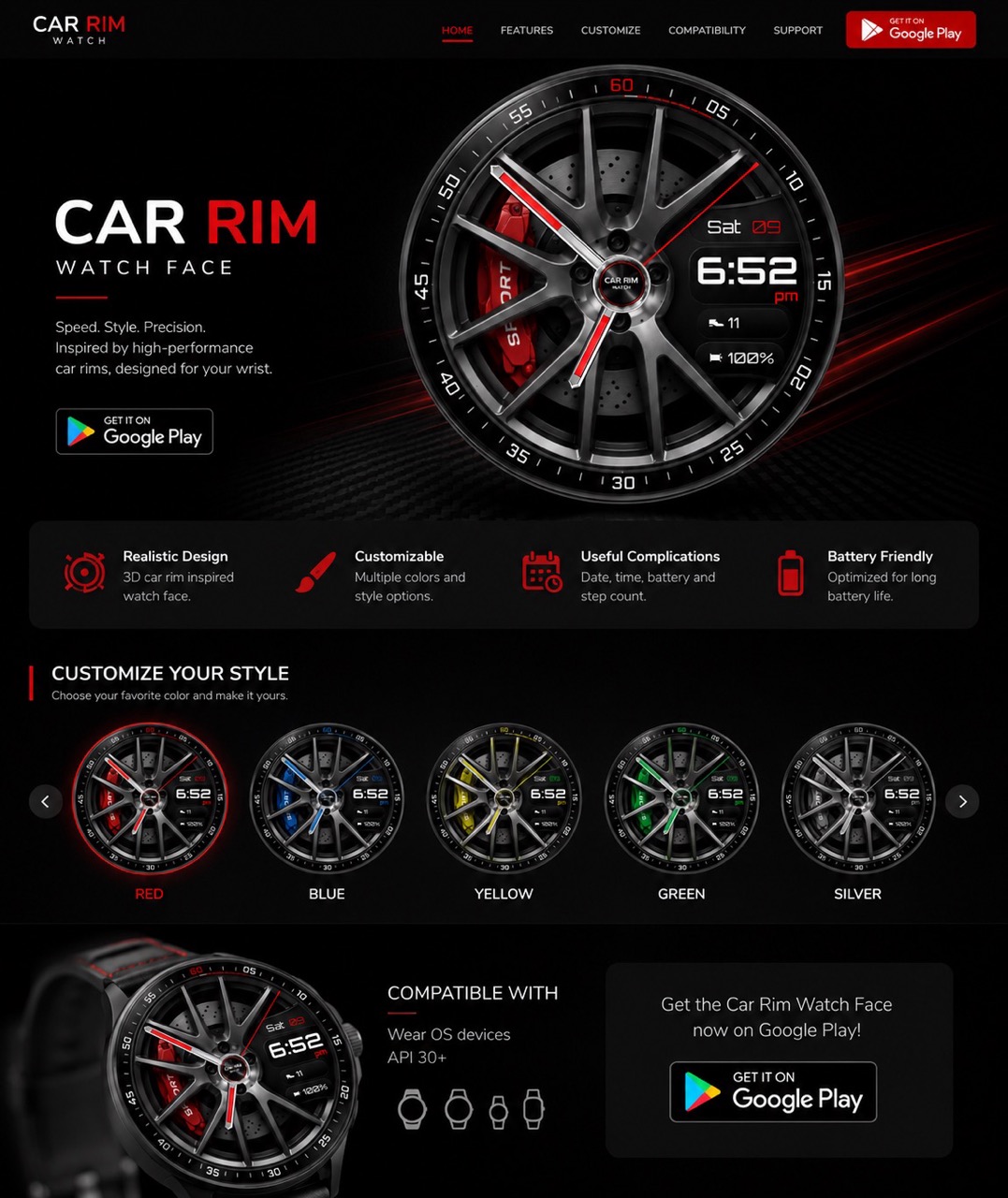 Car Rim Watch Face — best car watch face for Wear OS 2026