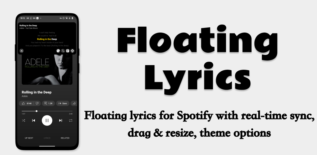 Floating Lyrics cover image - Floating lyrics App for Spotify&YouTube Music player realtime sync,dynamic-Lyrics app