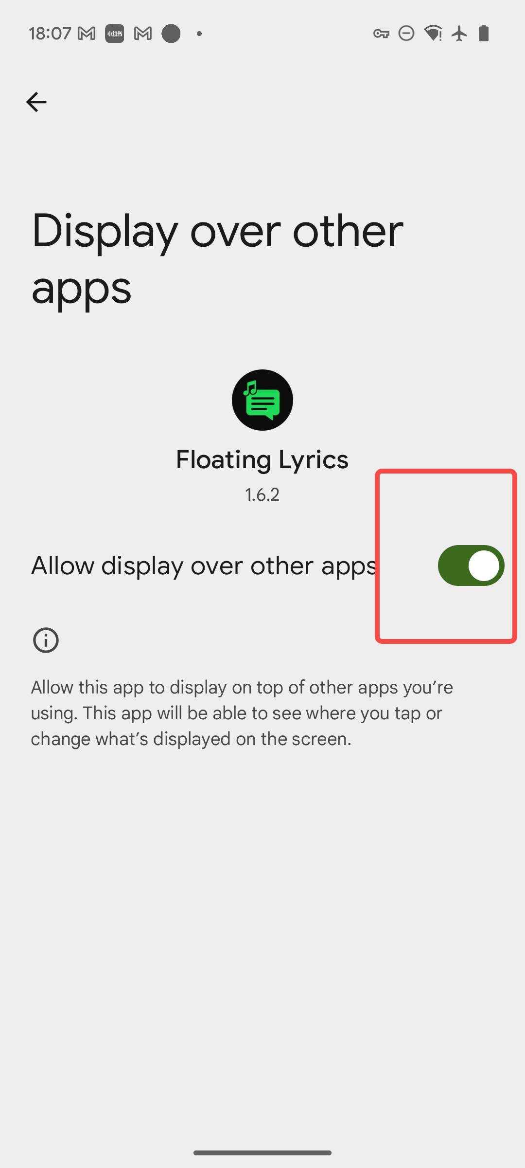 Step 2: Display over other apps